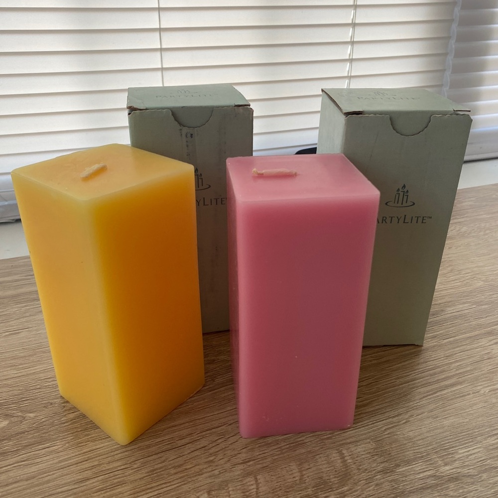 Partylite candles 🕯️ mango color and pink